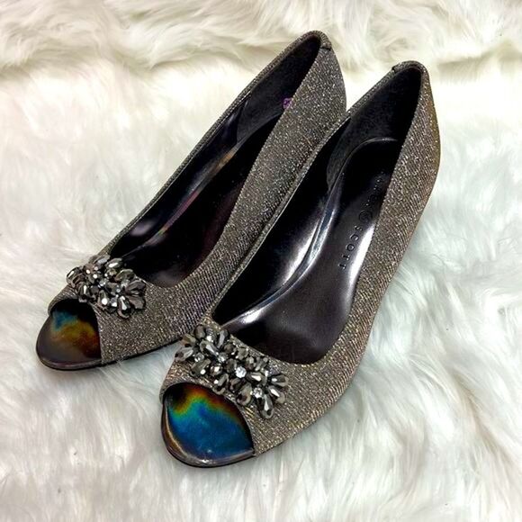 Karen Scott Shoes | Rainbow Hologram Shine Heels Size 8 B-23 - Picture 1 of 10